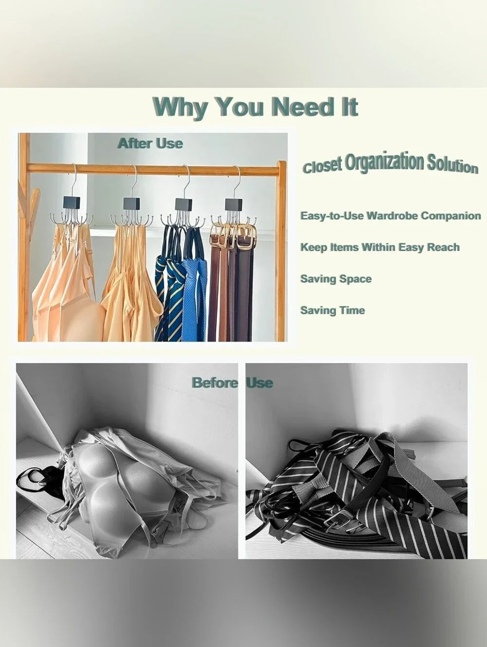 Multi-Hook Rotating Closet Hanger - Black (Home Storage & Organization) BNIB